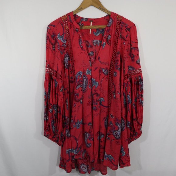 Free People Boho Flowy Paisley Tunic Size XS - Picture 1 of 3